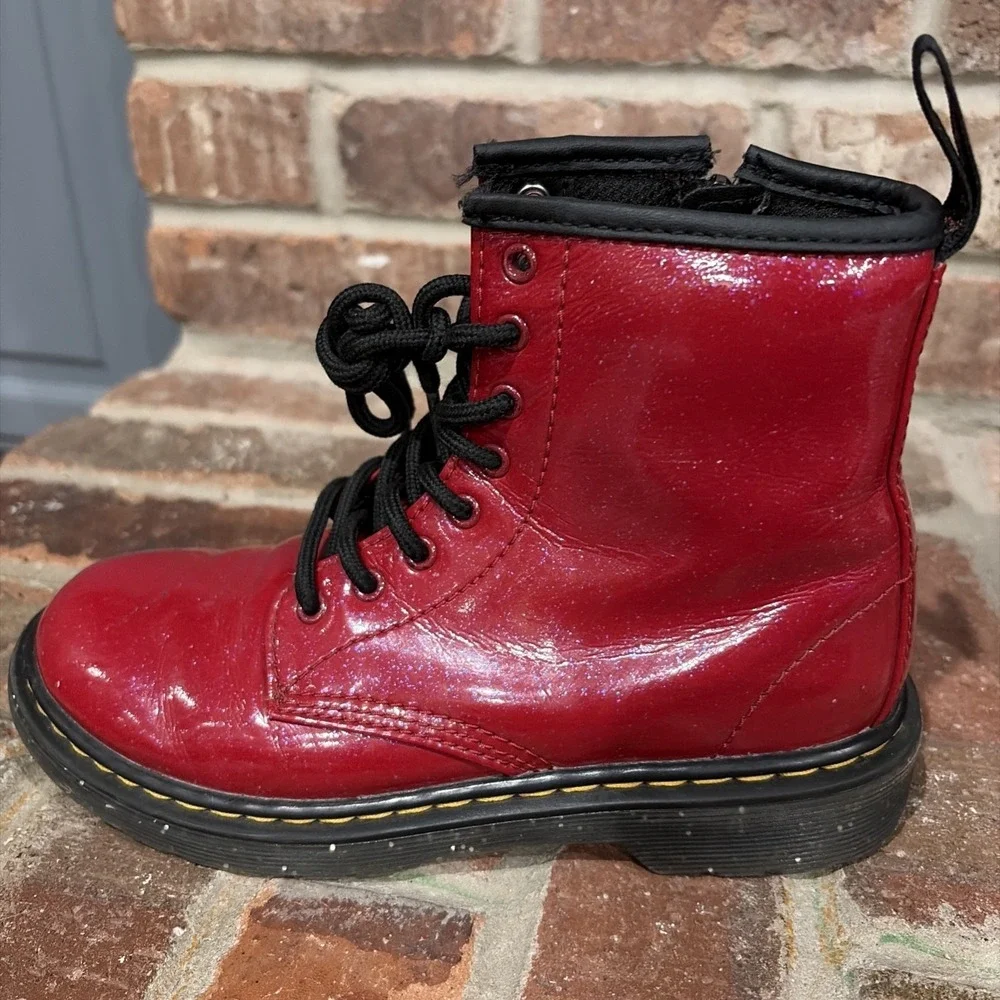 Dr Martens 1460 Red Cosmic Glitter Boots Sz 2 Youth. Whimsigoth, Classic